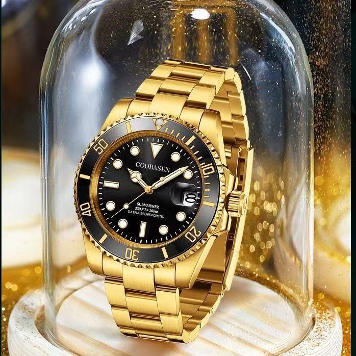 Gubaisen Gold Black Green Ghost Imitation Mechanical Men's Watch Luminous Quartz Watch TikTok Kwai Bestseller