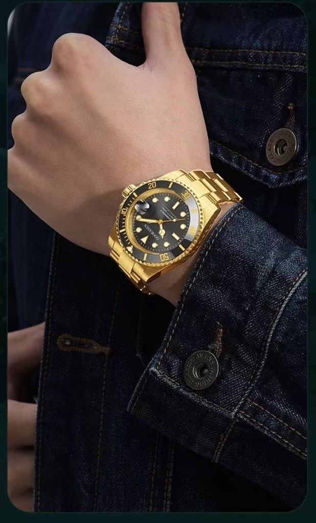Gubaisen Gold Black Green Ghost Imitation Mechanical Men's Watch Luminous Quartz Watch TikTok Kwai Bestseller