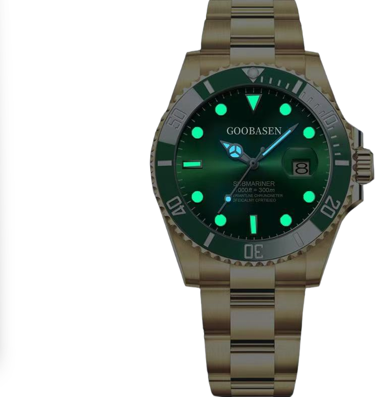Gubaisen Gold Black Green Ghost Imitation Mechanical Men's Watch Luminous Quartz Watch TikTok Kwai Bestseller
