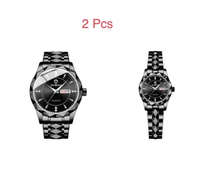 2 Pcs Binbang B5552 New Trendy Men's Watch Male Waterproof Tungsten Steel Calendar Quartz Wristwatch Douyin Bestseller