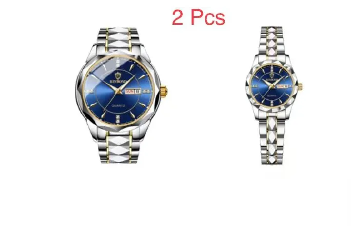 2 Pcs Binbang B5552 New Trendy Men's Watch Male Waterproof Tungsten Steel Calendar Quartz Wristwatch Douyin Bestseller
