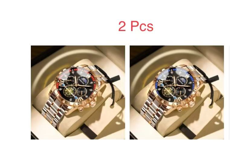 2 Pcs BINBOND B3103 Men's Watch Authentic Business Student Luminous Waterproof, Flywheel, Quartz, High - end Men's