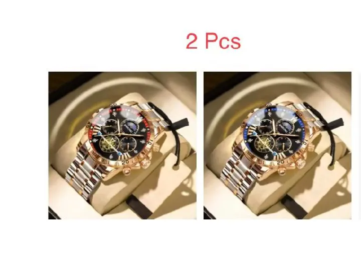 2 Pcs BINBOND B3103 Men's Watch Authentic Business Student Luminous Waterproof, Flywheel, Quartz, High - end Men's