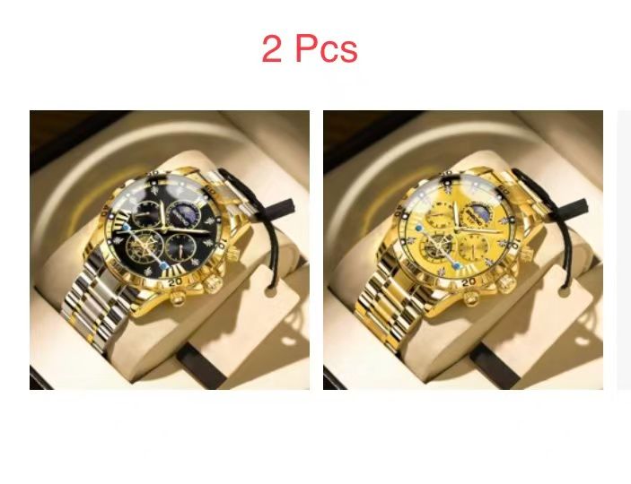 2 Pcs BINBOND B3103 Men's Watch Authentic Business Student Luminous Waterproof, Flywheel, Quartz, High - end Men's