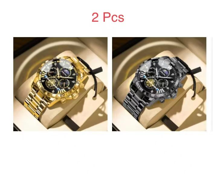 2 Pcs BINBOND B3103 Men's Watch Authentic Business Student Luminous Waterproof, Flywheel, Quartz, High - end Men's