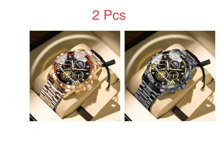 2 Pcs BINBOND B3103 Men's Watch Authentic Business Student Luminous Waterproof, Flywheel, Quartz, High - end Men's