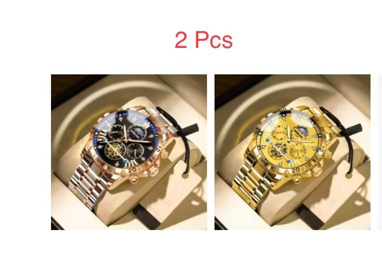 2 Pcs BINBOND B3103 Men's Watch Authentic Business Student Luminous Waterproof, Flywheel, Quartz, High - end Men's