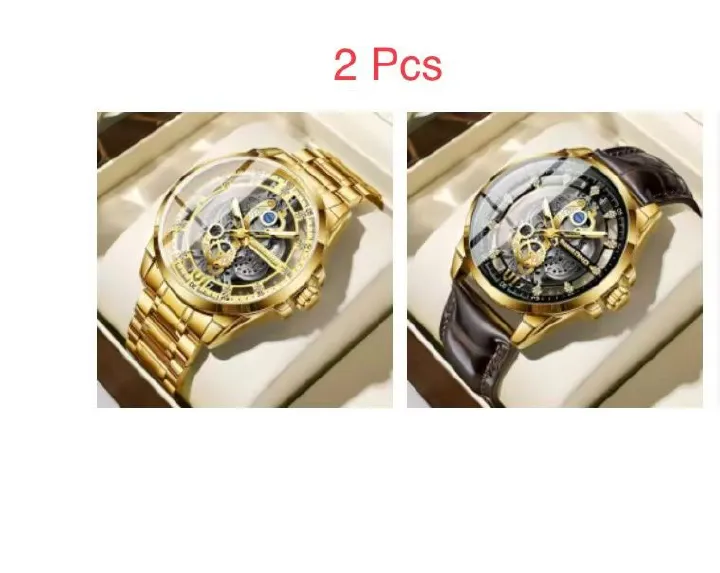 2 Pcs B505 New Binbang Authentic Men's Quartz Watch, Men's Commercial Luxury Trendy Wristwatch, Douyin Hit, Non - Mechanical