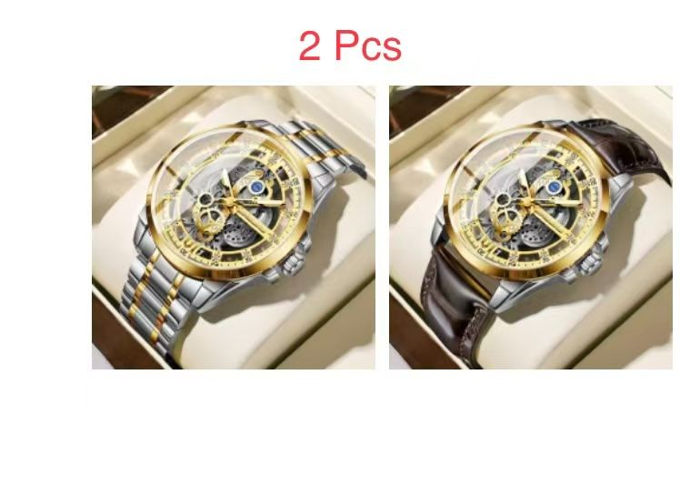 2 Pcs B505 New Binbang Authentic Men's Quartz Watch, Men's Commercial Luxury Trendy Wristwatch, Douyin Hit, Non - Mechanical