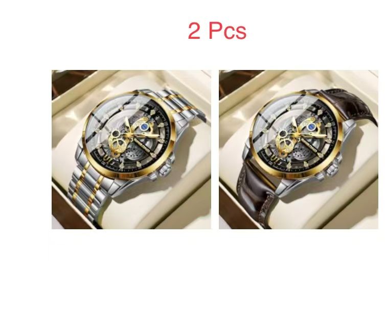 2 Pcs B505 New Binbang Authentic Men's Quartz Watch, Men's Commercial Luxury Trendy Wristwatch, Douyin Hit, Non - Mechanical