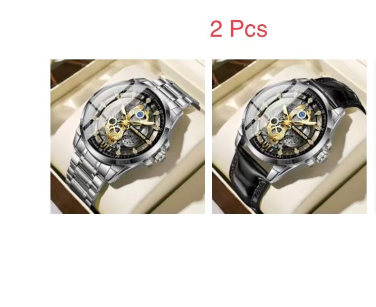 2 Pcs B505 New Binbang Authentic Men's Quartz Watch, Men's Commercial Luxury Trendy Wristwatch, Douyin Hit, Non - Mechanical