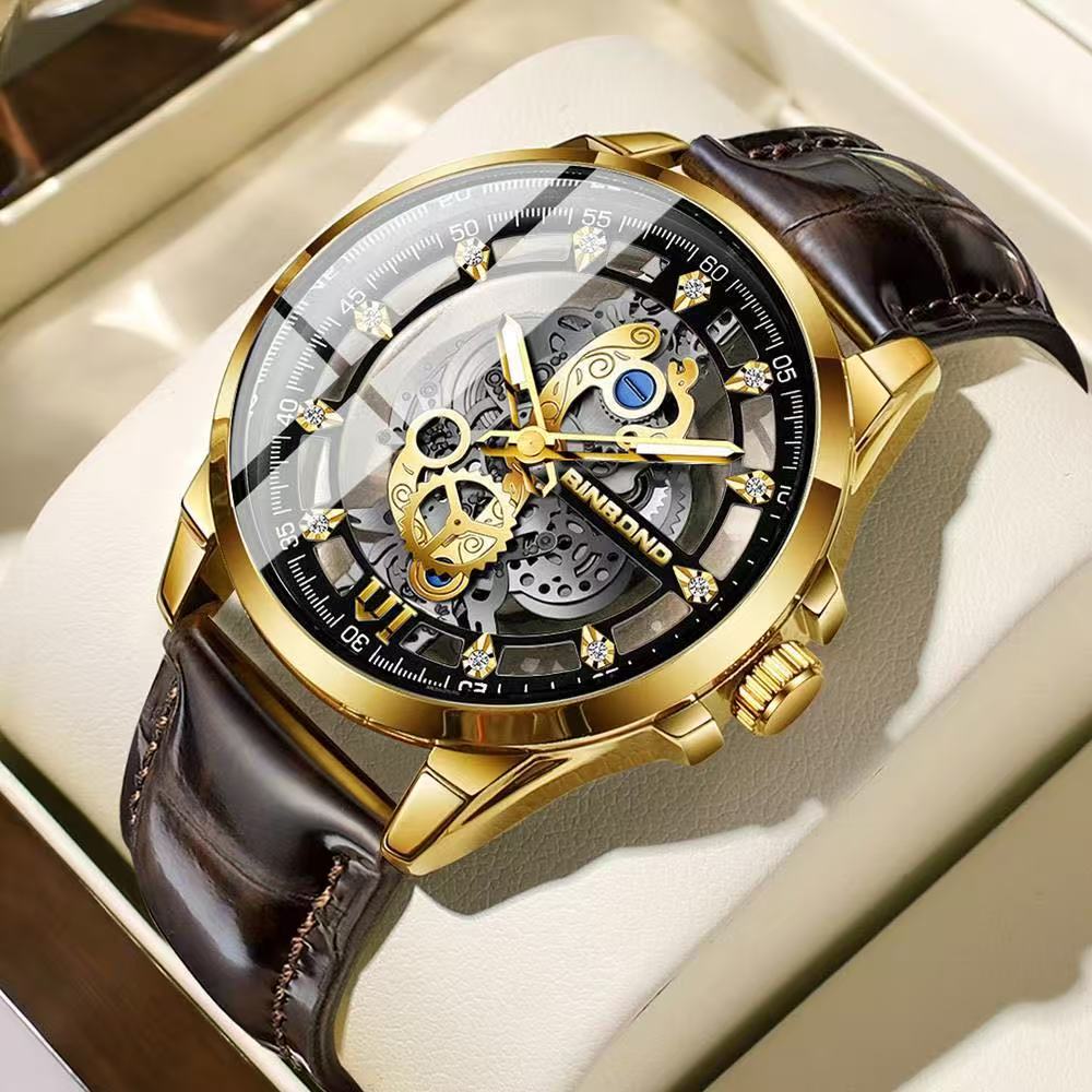 2 Pcs B505 New Binbang Authentic Men's Quartz Watch, Men's Commercial Luxury Trendy Wristwatch, Douyin Hit, Non - Mechanical