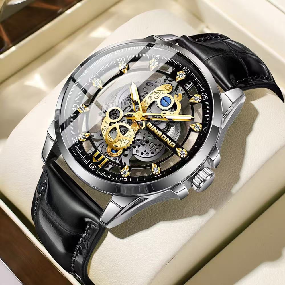 2 Pcs B505 New Binbang Authentic Men's Quartz Watch, Men's Commercial Luxury Trendy Wristwatch, Douyin Hit, Non - Mechanical