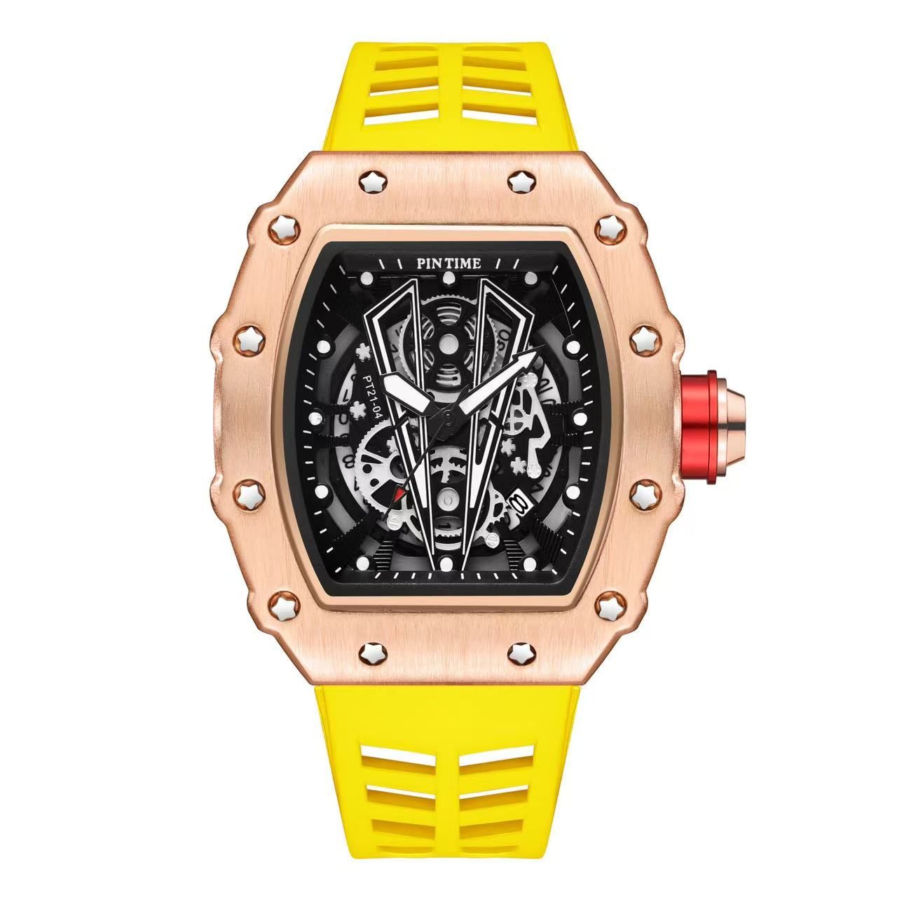 PINTIME 8140 TikTok Bestseller Men's Quartz Watch - Mechanical Style with Richard Barrel-Shaped Design