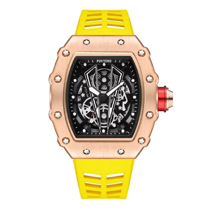 PINTIME 8140 TikTok Bestseller Men's Quartz Watch - Mechanical Style with Richard Barrel-Shaped Design