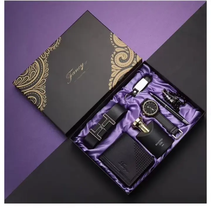 7-Piece Men's Belt, Keychain, Perfume, Wallet, Watch, Pen, Rosary Valentine's Day Thanksgiving Christmas Teacher's Day Father's Day Souvenir Gift