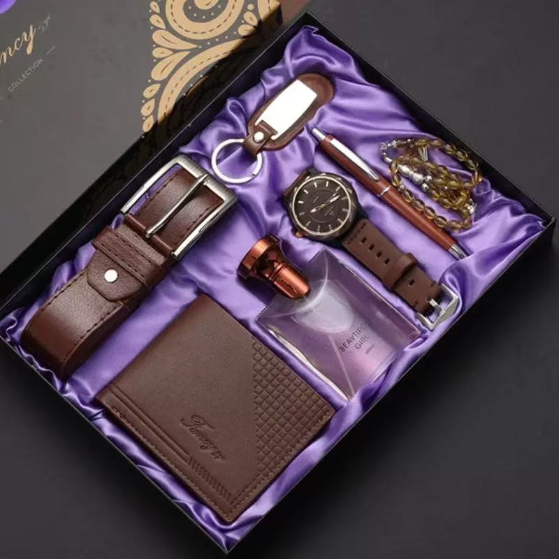 7-Piece Men's Belt, Keychain, Perfume, Wallet, Watch, Pen, Rosary Valentine's Day Thanksgiving Christmas Teacher's Day Father's Day Souvenir Gift