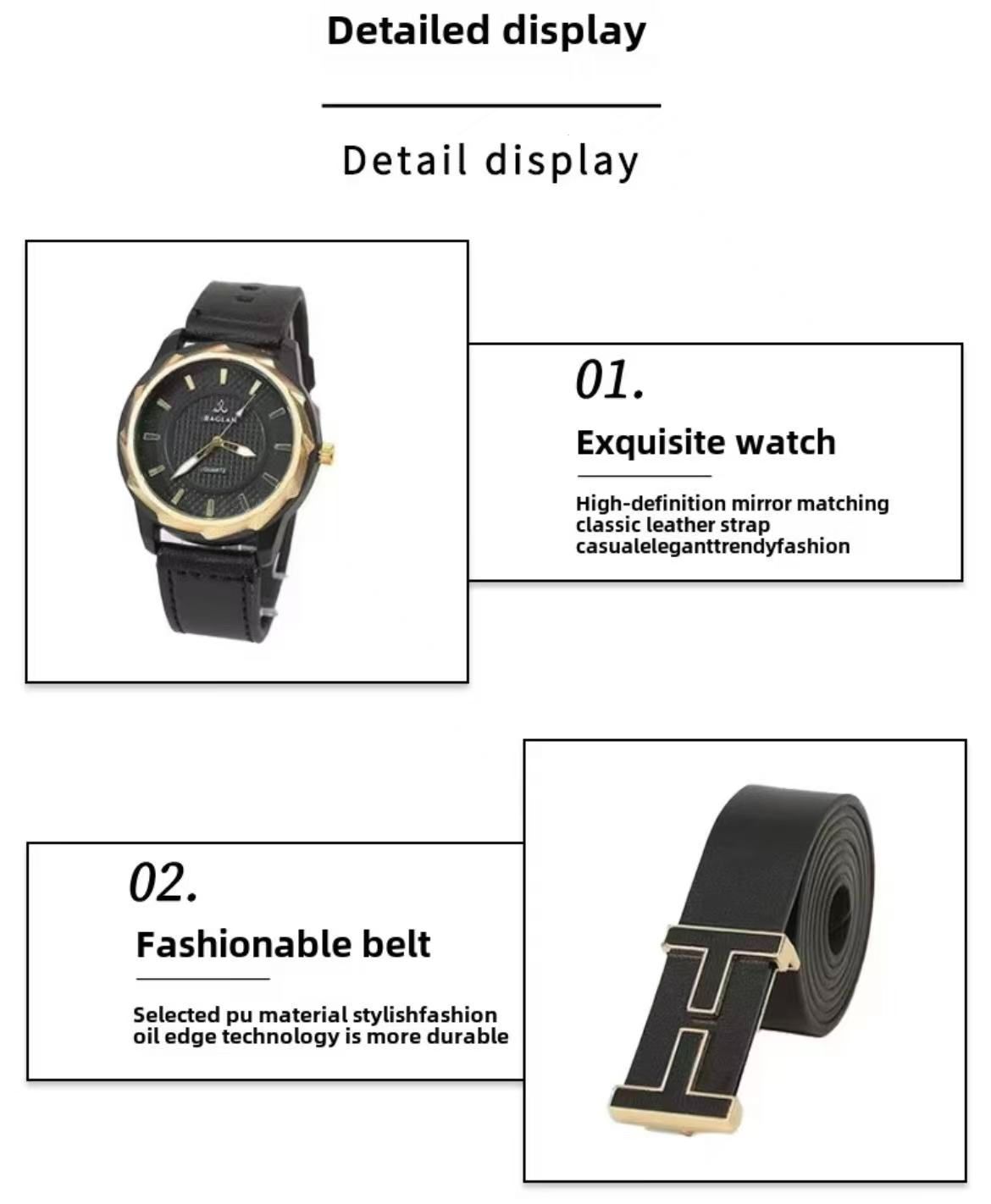 7-Piece Men's Belt, Keychain, Perfume, Wallet, Watch, Pen, Rosary Valentine's Day Thanksgiving Christmas Teacher's Day Father's Day Souvenir Gift
