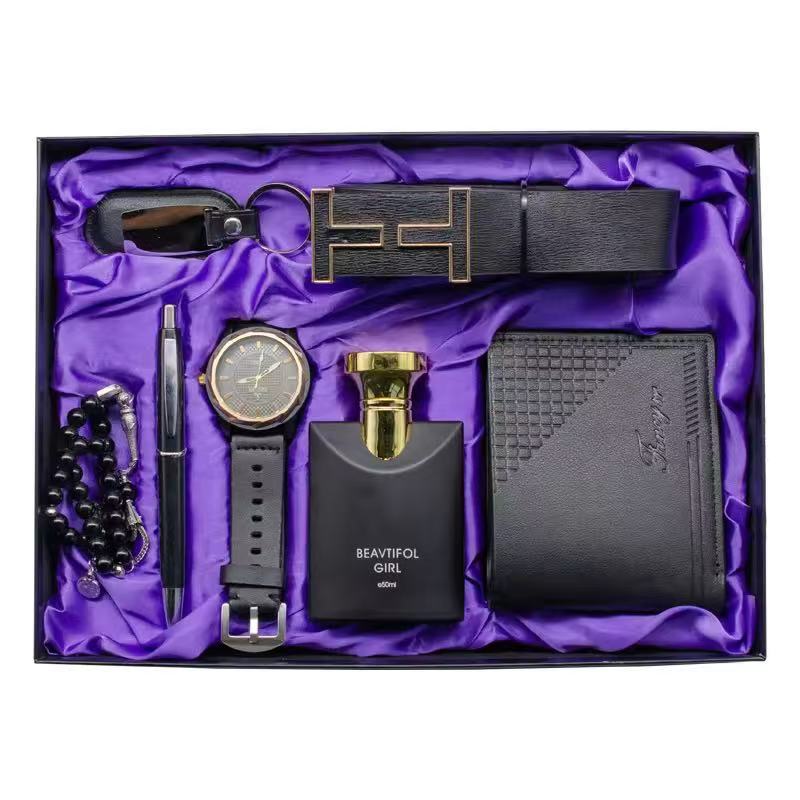 7-Piece Men's Belt, Keychain, Perfume, Wallet, Watch, Pen, Rosary Valentine's Day Thanksgiving Christmas Teacher's Day Father's Day Souvenir Gift