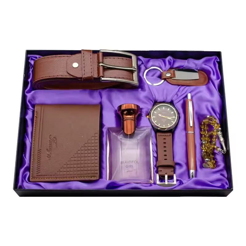 7-Piece Men's Belt, Keychain, Perfume, Wallet, Watch, Pen, Rosary Valentine's Day Thanksgiving Christmas Teacher's Day Father's Day Souvenir Gift