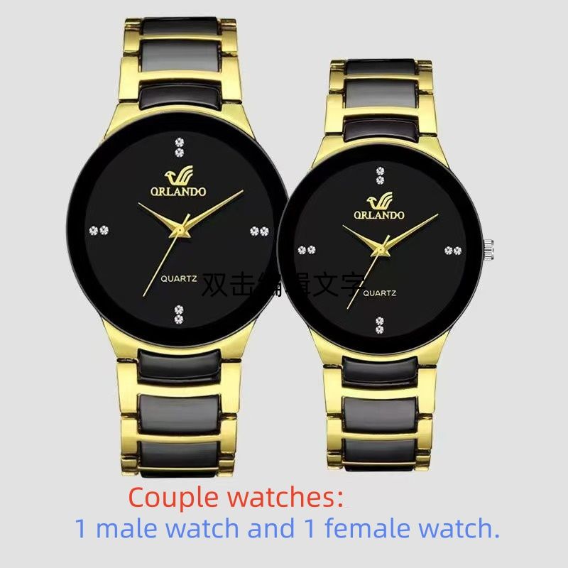 2 Pieces Couple Watch, Fashionable Pair Of Couple Watch, Hot-Selling Couple Watch, Fashion Trend Business British Style Steel Strap Quartz Watch, Christmas Gift