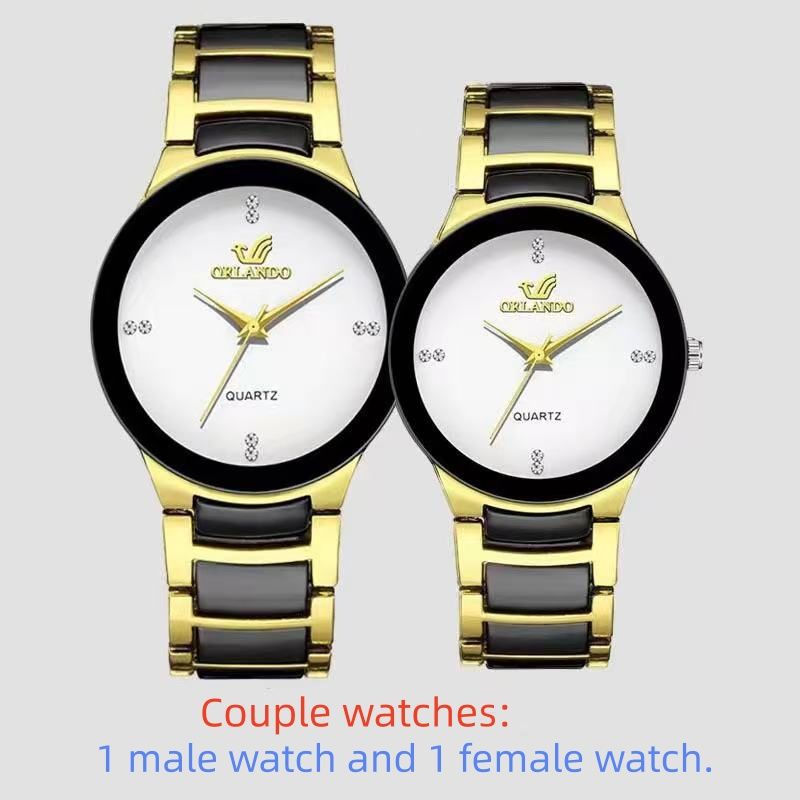 2 Pieces Couple Watch, Fashionable Pair Of Couple Watch, Hot-Selling Couple Watch, Fashion Trend Business British Style Steel Strap Quartz Watch, Christmas Gift