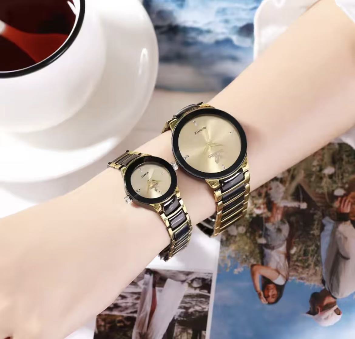 2 Pieces Couple Watch, Fashionable Pair Of Couple Watch, Hot-Selling Couple Watch, Fashion Trend Business British Style Steel Strap Quartz Watch, Christmas Gift