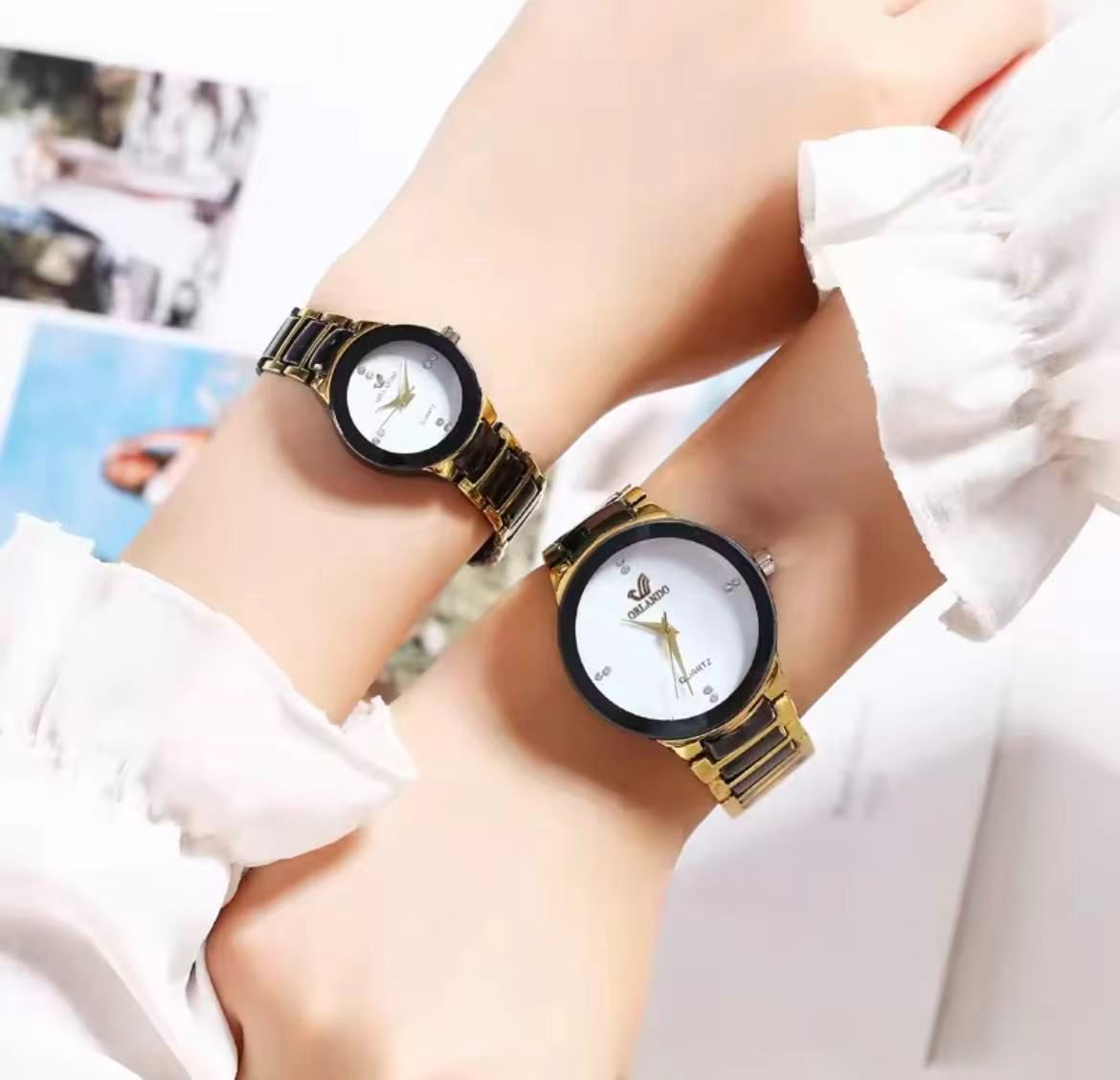 2 Pieces Couple Watch, Fashionable Pair Of Couple Watch, Hot-Selling Couple Watch, Fashion Trend Business British Style Steel Strap Quartz Watch, Christmas Gift