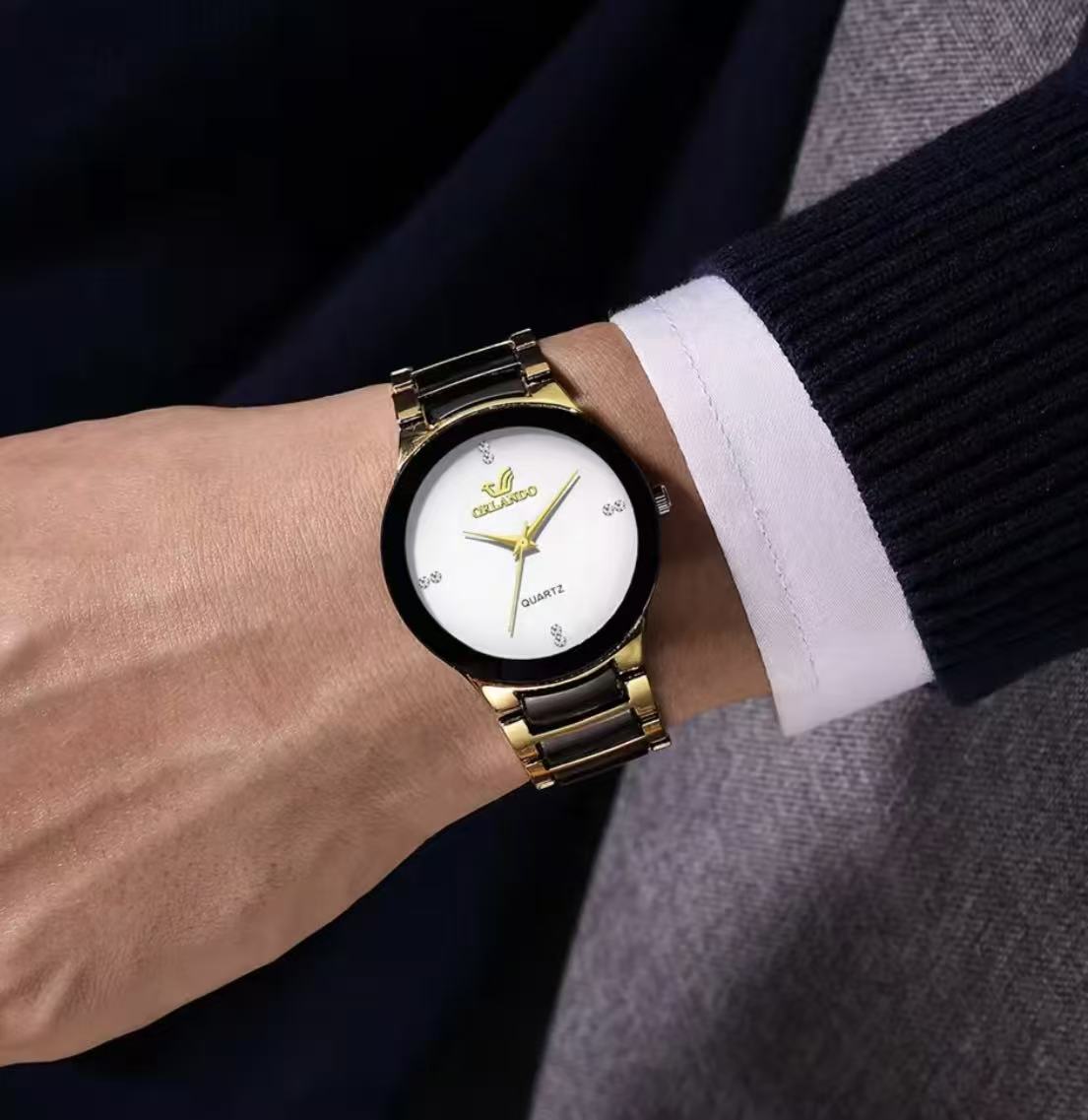 2 Pieces Couple Watch, Fashionable Pair Of Couple Watch, Hot-Selling Couple Watch, Fashion Trend Business British Style Steel Strap Quartz Watch, Christmas Gift