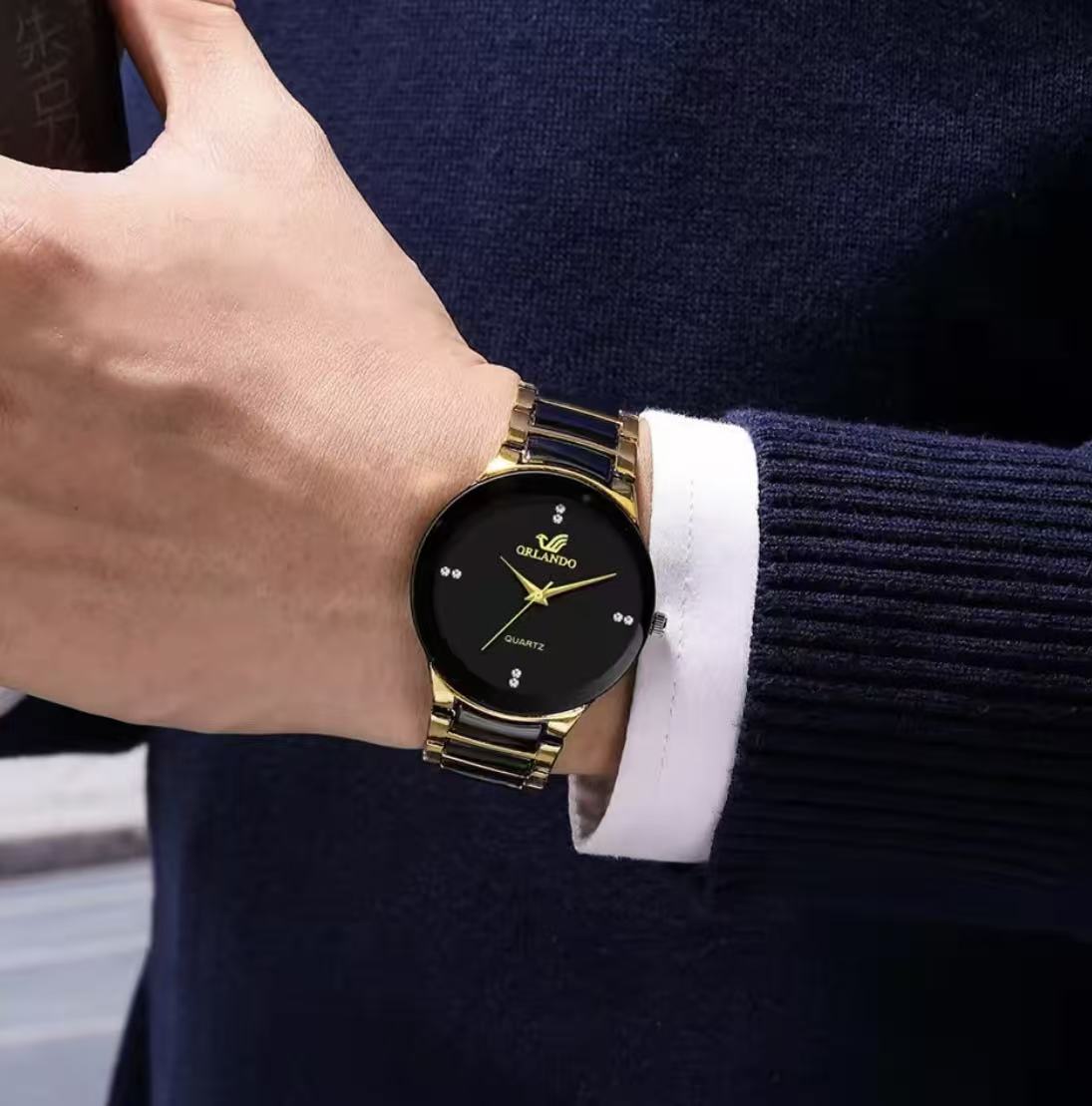 2 Pieces Couple Watch, Fashionable Pair Of Couple Watch, Hot-Selling Couple Watch, Fashion Trend Business British Style Steel Strap Quartz Watch, Christmas Gift