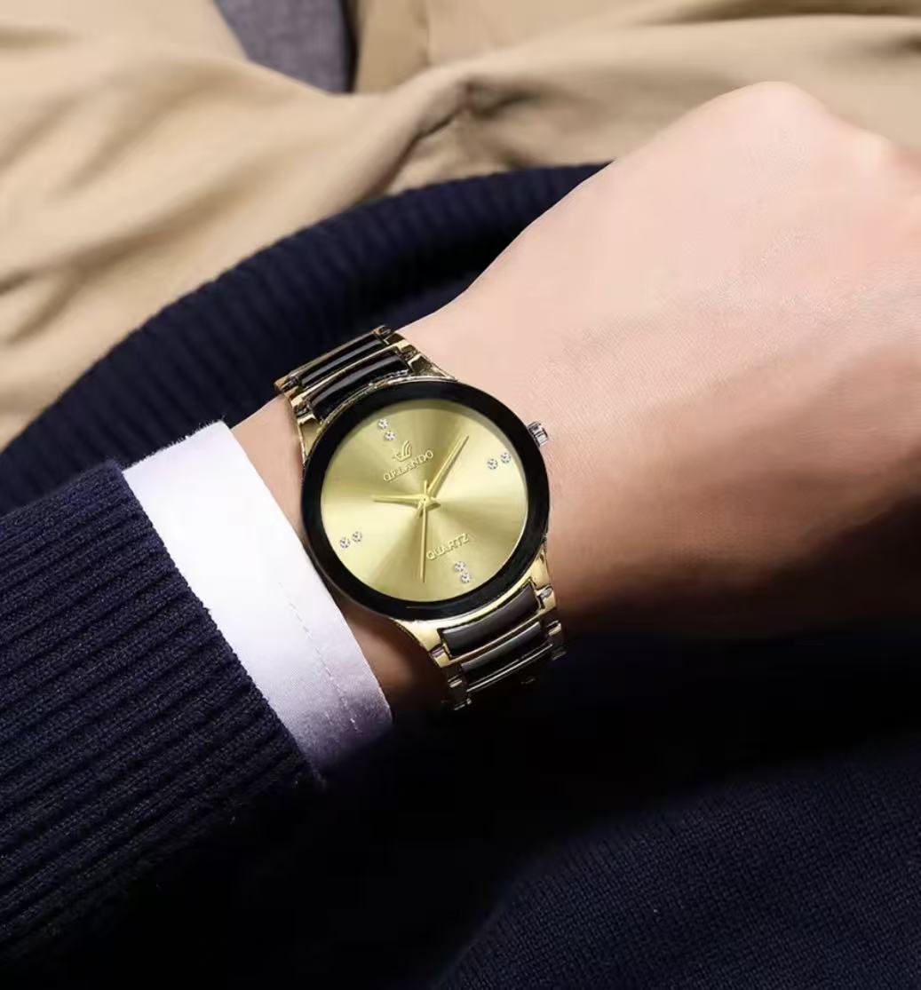 2 Pieces Couple Watch, Fashionable Pair Of Couple Watch, Hot-Selling Couple Watch, Fashion Trend Business British Style Steel Strap Quartz Watch, Christmas Gift