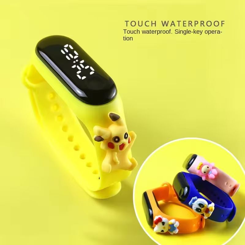 Kids Waterproof Cartoon LED Electronic Watch - Primary & Secondary School Students Silicone Band Sports Touch Wristband Watch