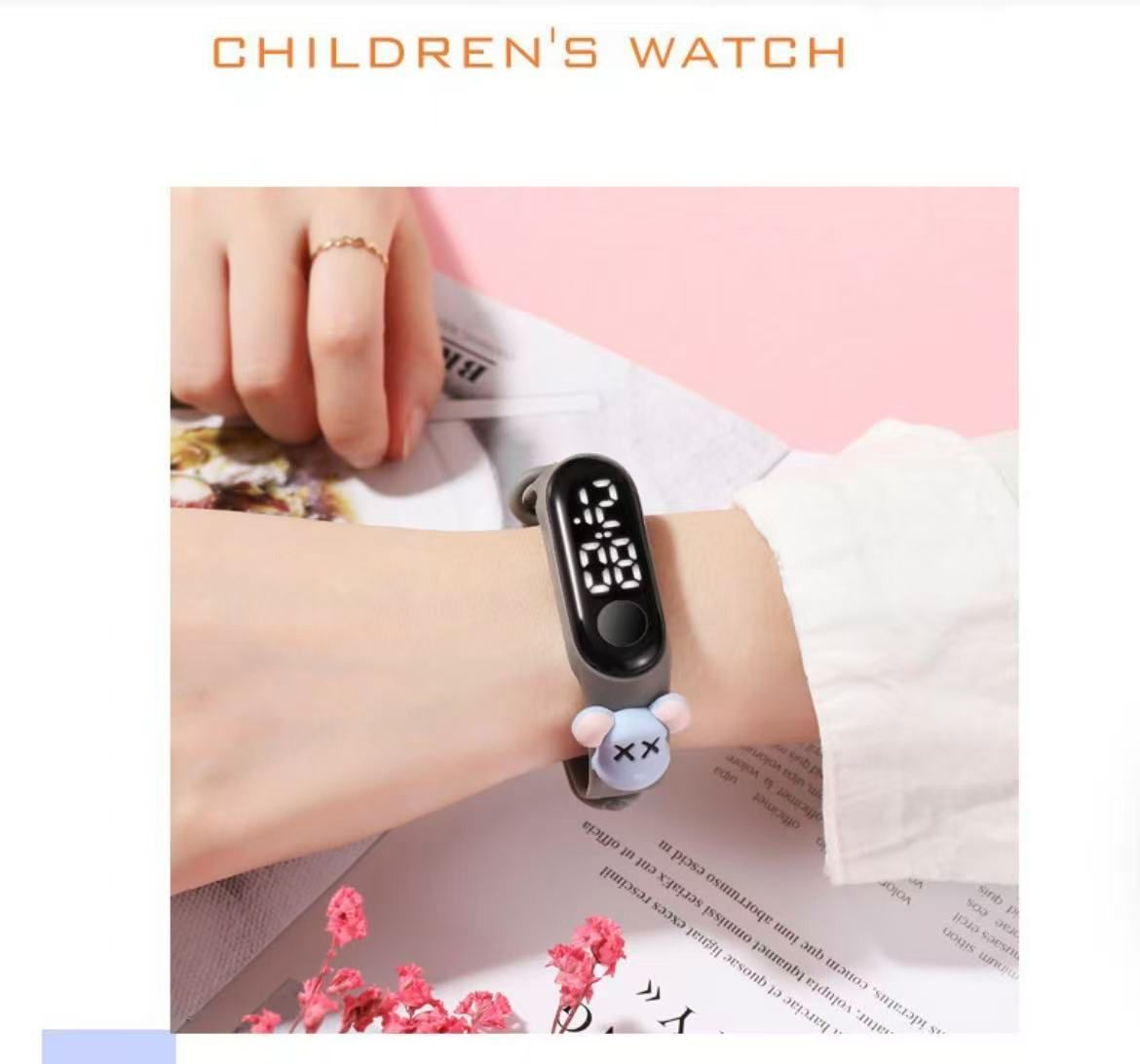 Kids Waterproof Cartoon LED Electronic Watch - Primary & Secondary School Students Silicone Band Sports Touch Wristband Watch