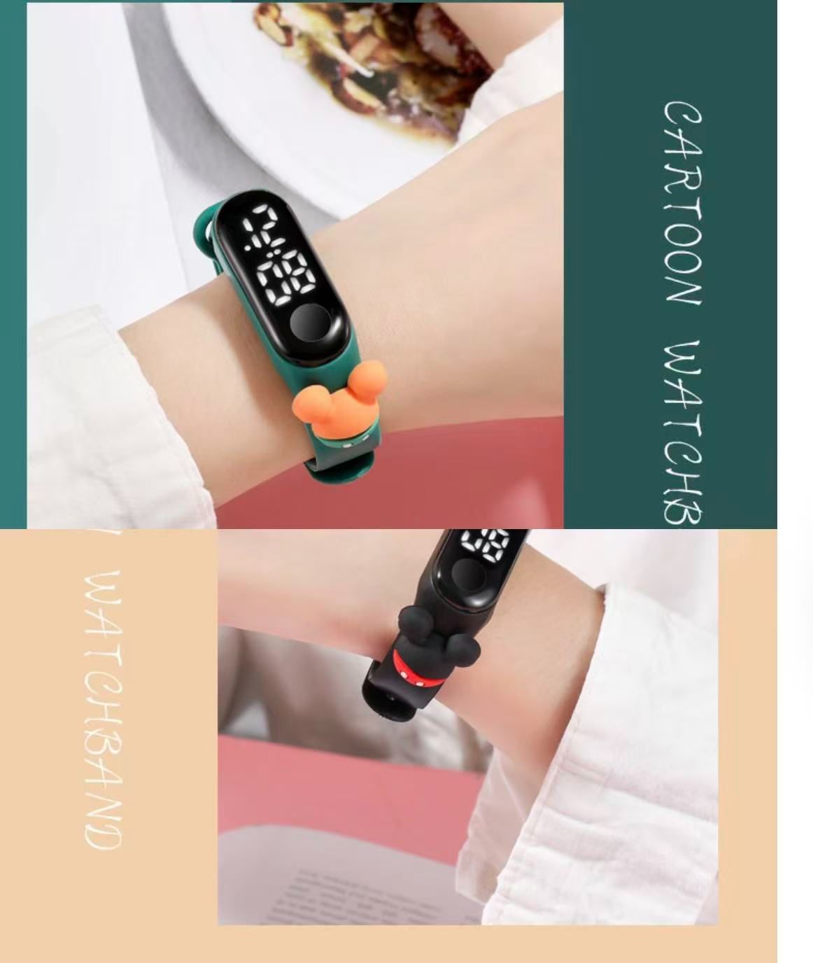 Kids Waterproof Cartoon LED Electronic Watch - Primary & Secondary School Students Silicone Band Sports Touch Wristband Watch