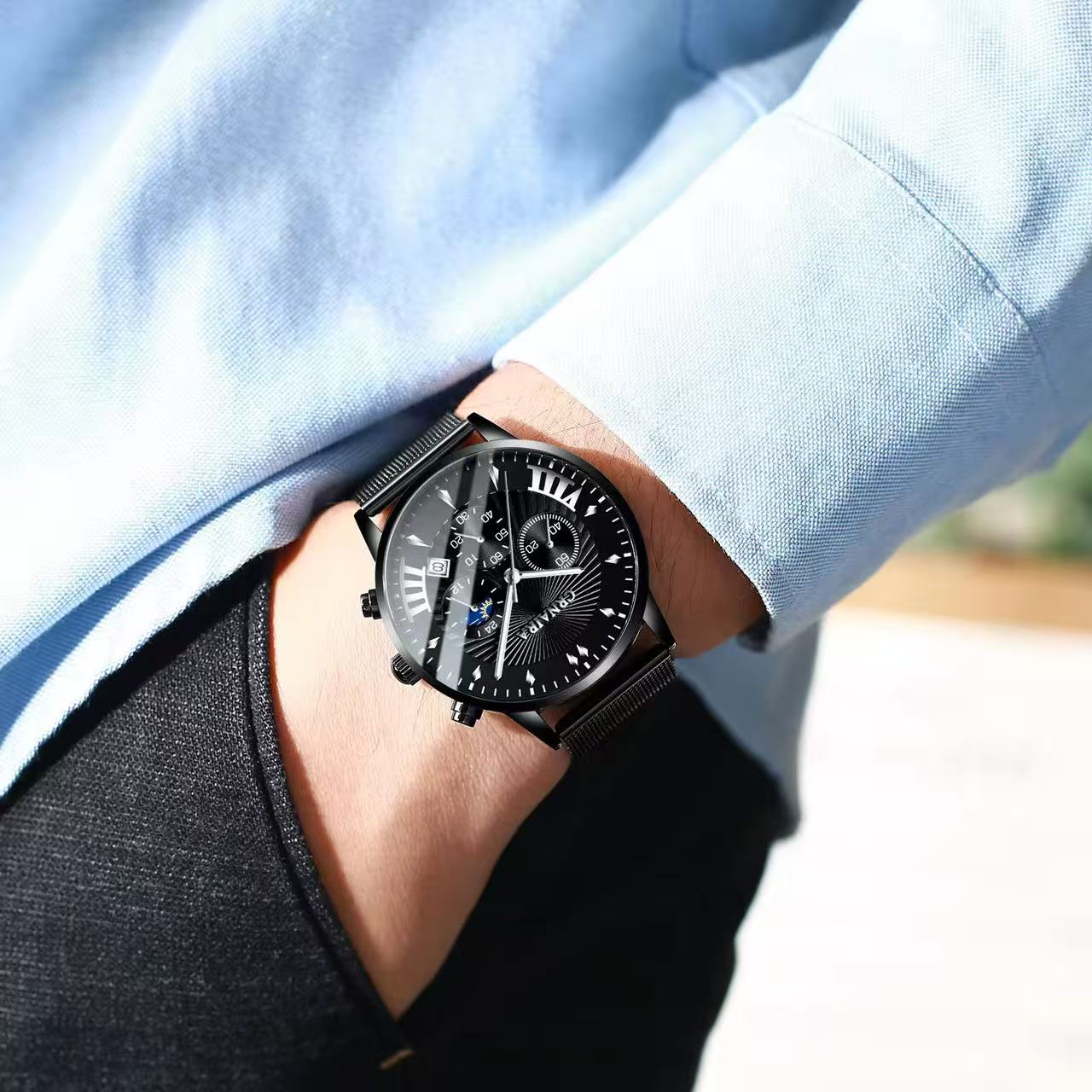 CRNAIRA C829 New Cross-Border Business Men's Watch Automatic Quartz Watch Water-Resistant Hot-Selling Model