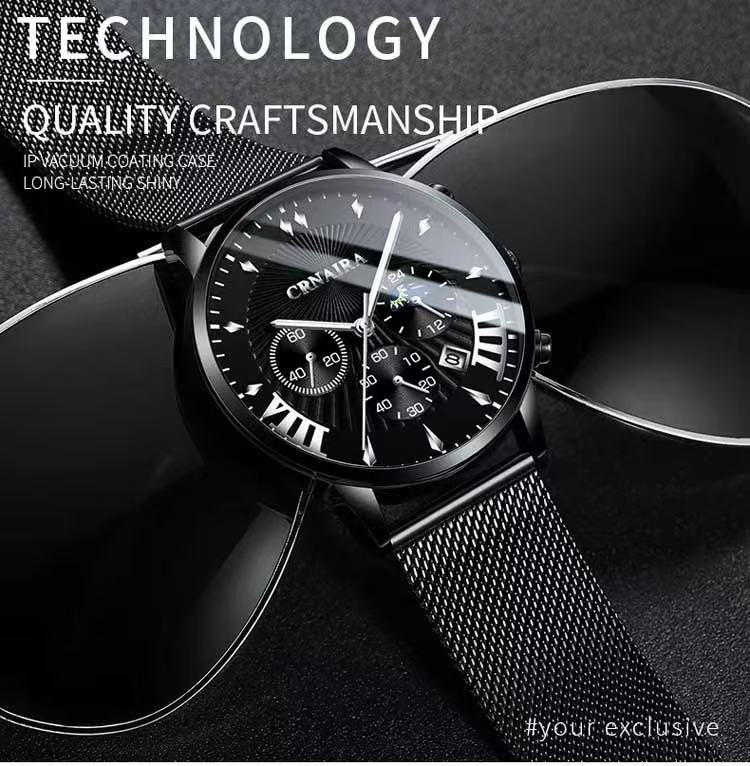 CRNAIRA C829 New Cross-Border Business Men's Watch Automatic Quartz Watch Water-Resistant Hot-Selling Model