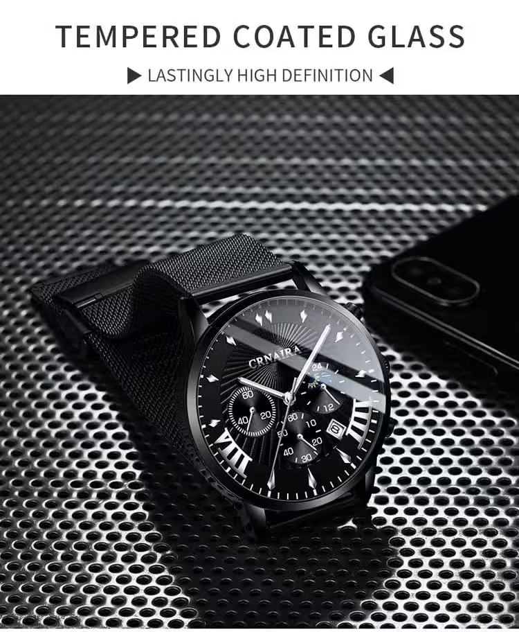 CRNAIRA C829 New Cross-Border Business Men's Watch Automatic Quartz Watch Water-Resistant Hot-Selling Model