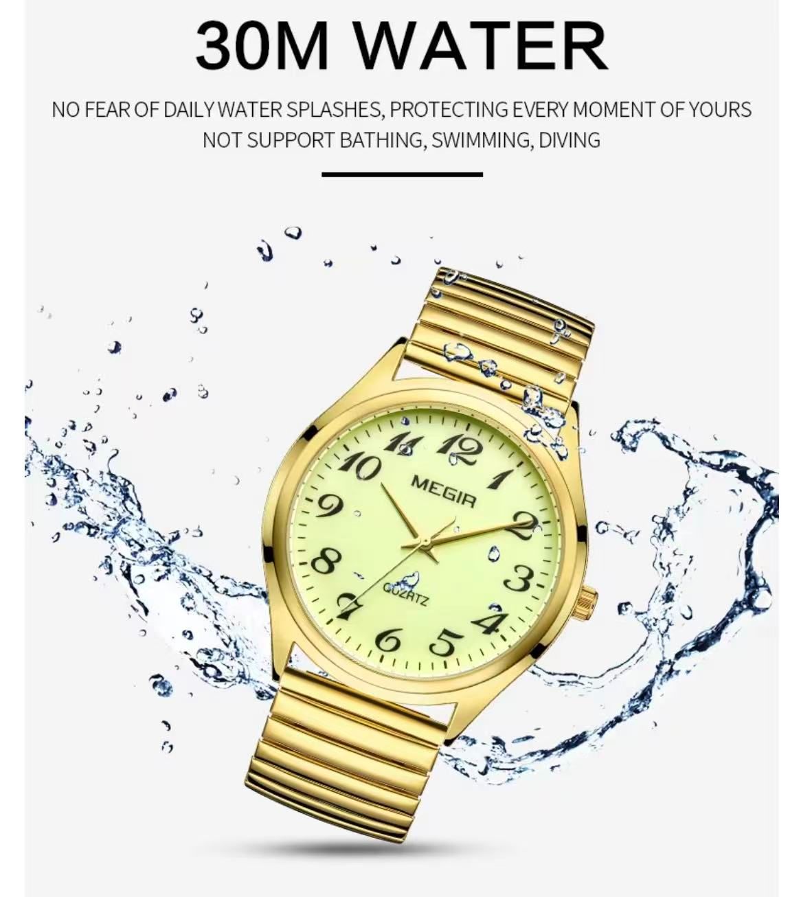 MEGIR 1088 Watch Set - 1 Men's Watch + 1 Women's Watch, Spring Elastic Band, Strong Luminous, High Cost-Effective Hot-Selling Couple Watches