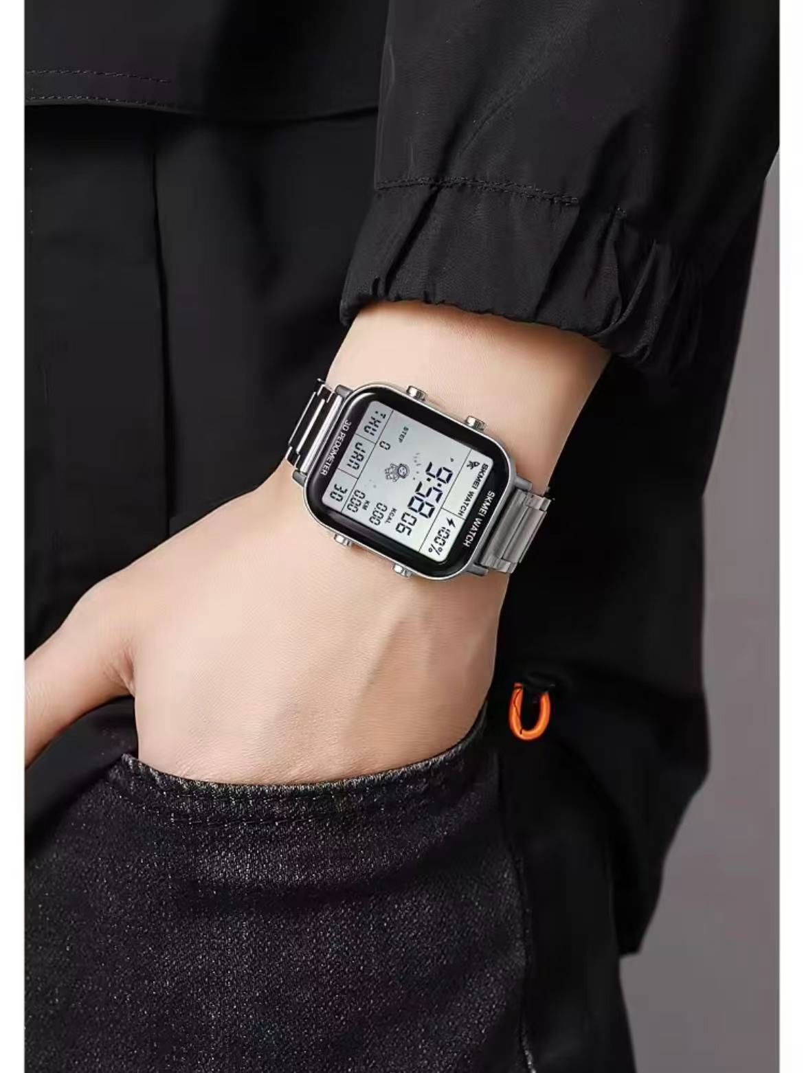 SKMEI Multi-Functional Waterproof Dual-Time Astronaut Watch For Men And Students Casual Square Electronic Watch