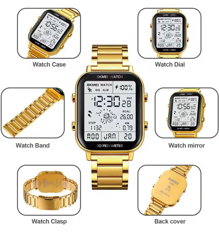 SKMEI Multi-Functional Waterproof Dual-Time Astronaut Watch For Men And Students Casual Square Electronic Watch