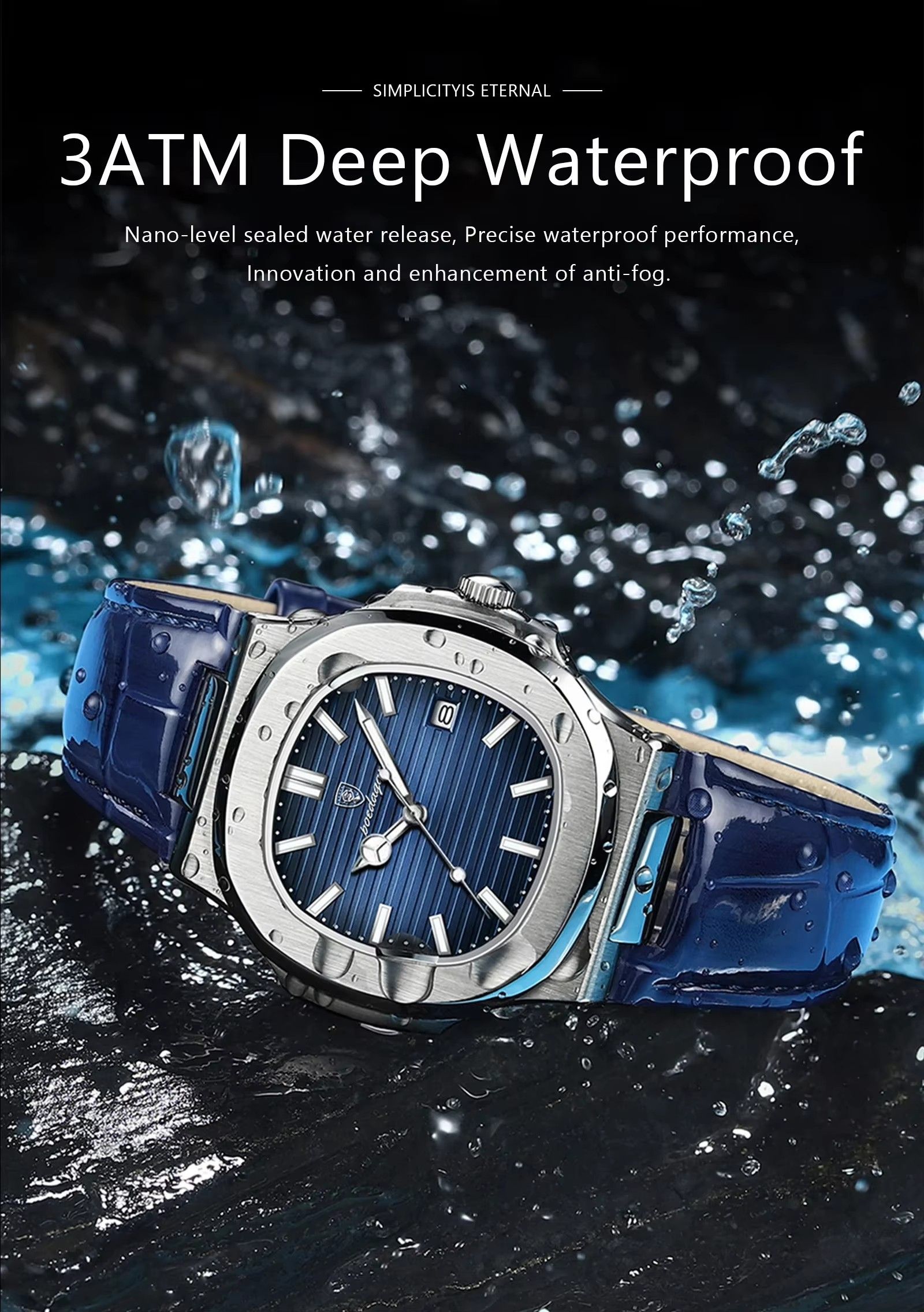 POEDAGAR 613 Leather Strap Mens New Luxury Fashion Watch Luminous Waterproof Quartz Watches With Date