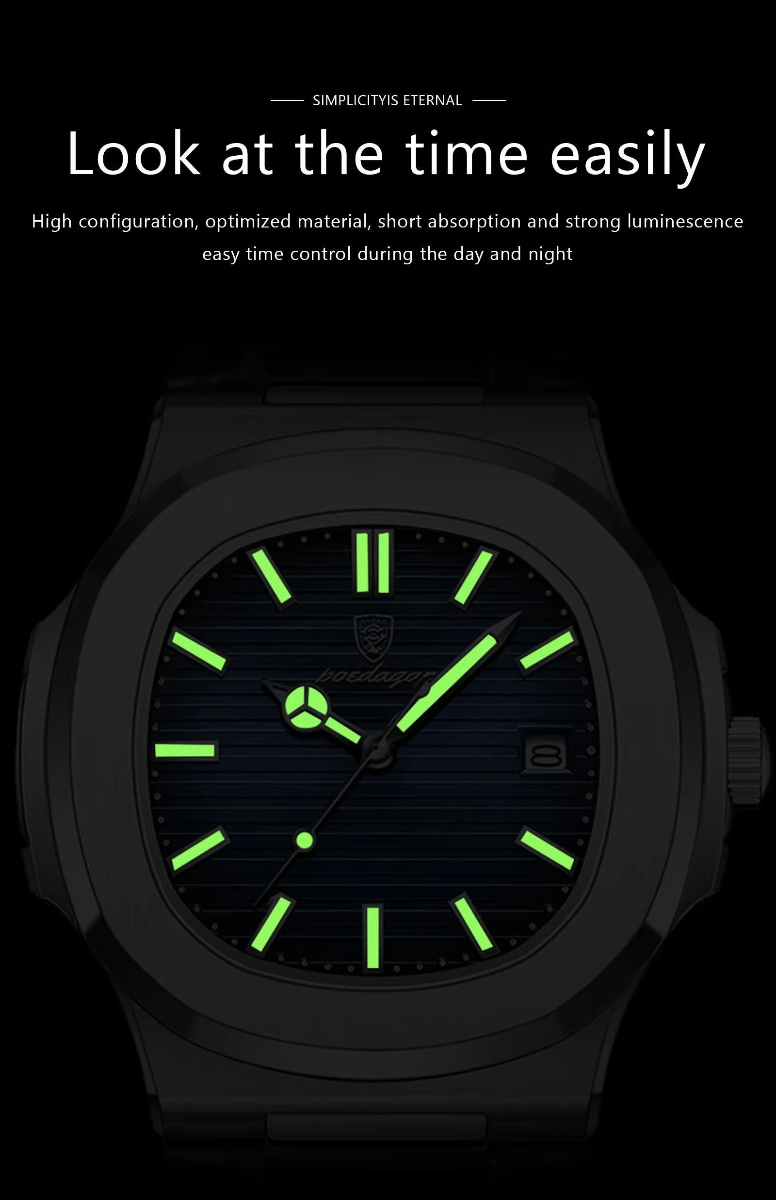 POEDAGAR 613 Leather Strap Mens New Luxury Fashion Watch Luminous Waterproof Quartz Watches With Date