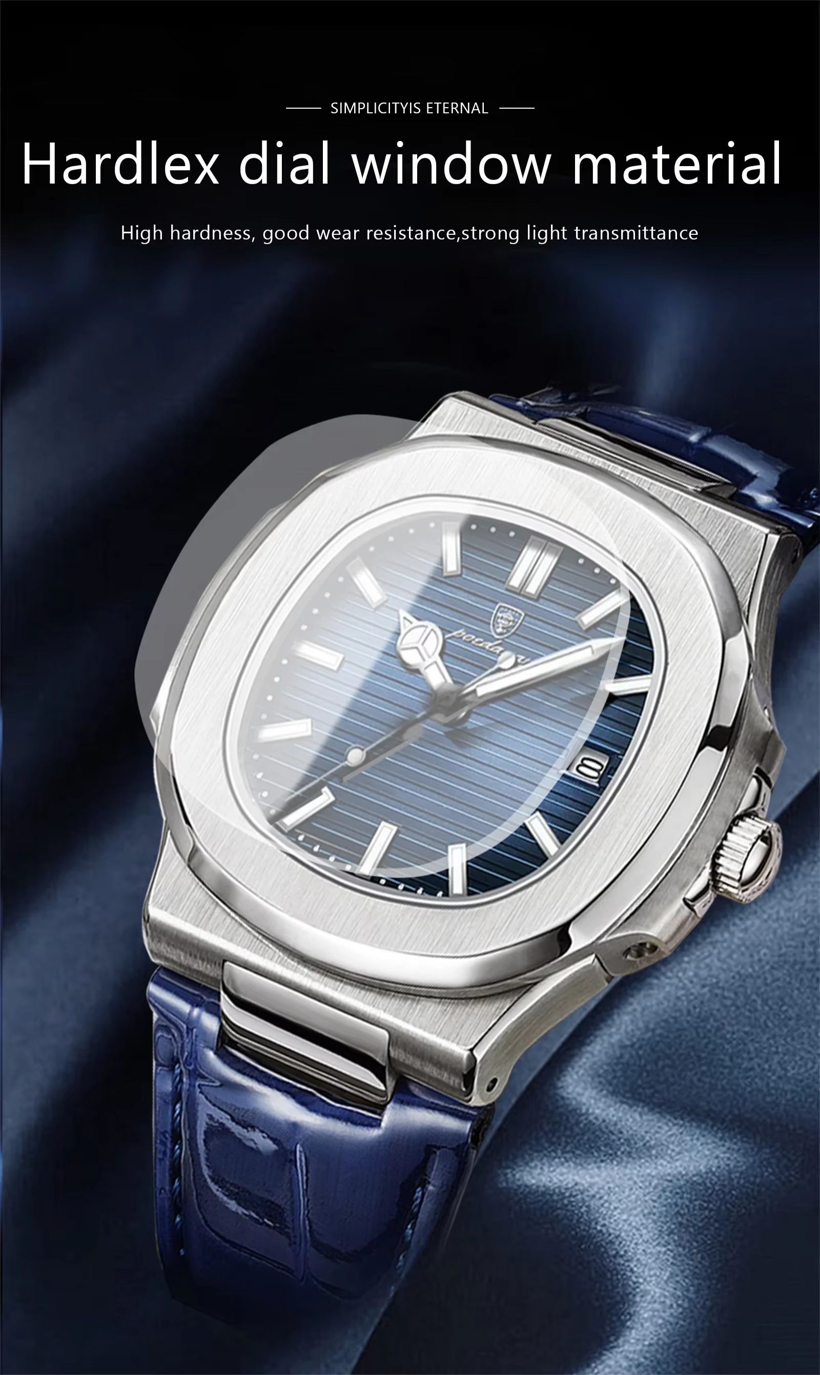 POEDAGAR 613 Leather Strap Mens New Luxury Fashion Watch Luminous Waterproof Quartz Watches With Date