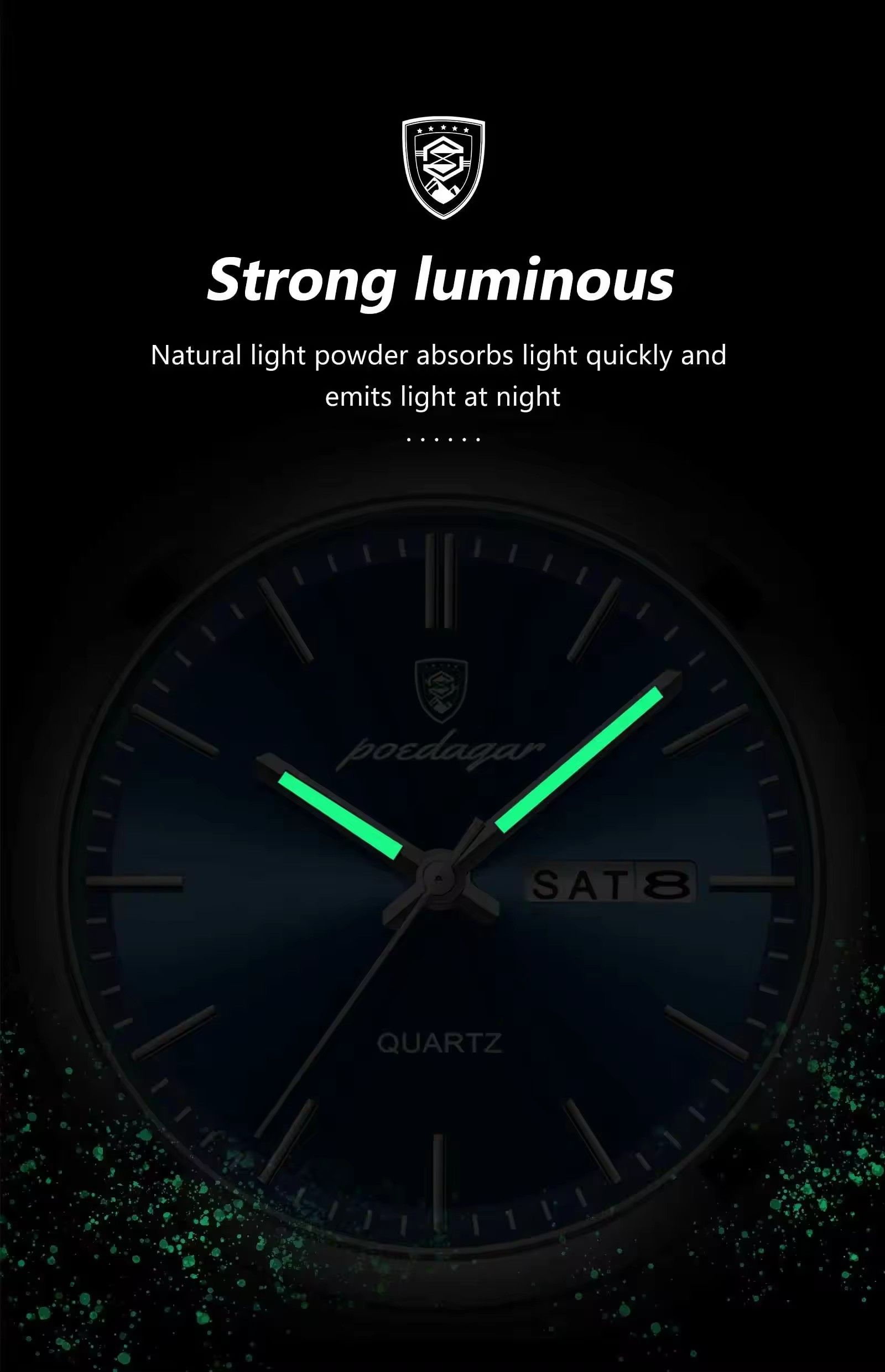 POEDAGAR 930 Mens New Luxury Watch Waterproof Luminous Date Week Stainless Steel Watch Casual Men's Quartz Watches