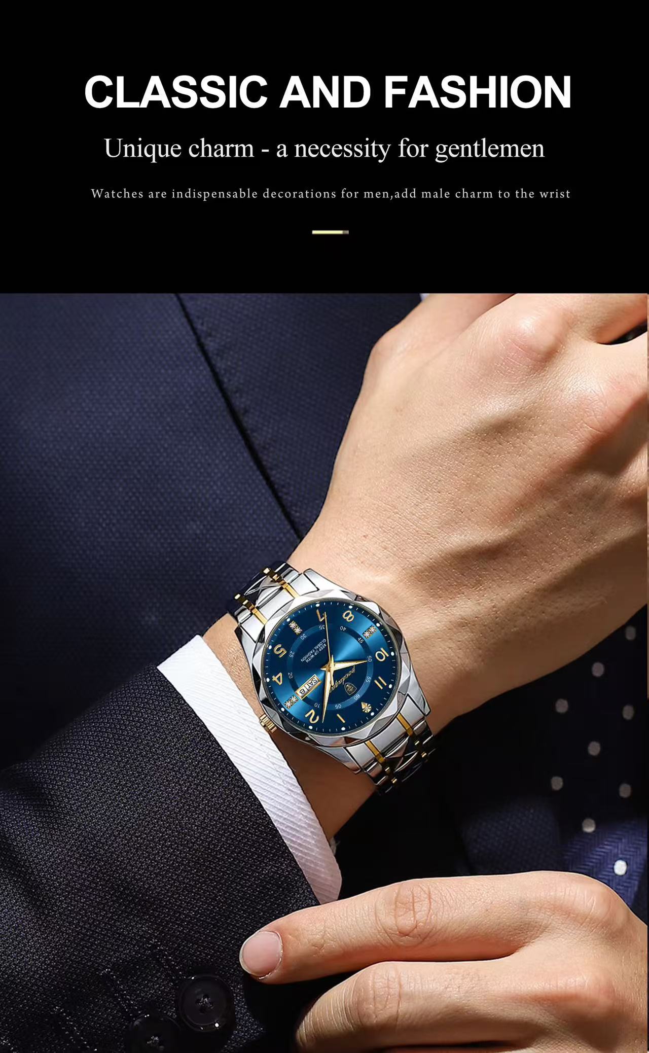 Swiss Brand POEDAGAR 858 New Style Men's Watch Luxury Waterproof Luminous Quartz Wristwatch Live Broadcast Bestseller