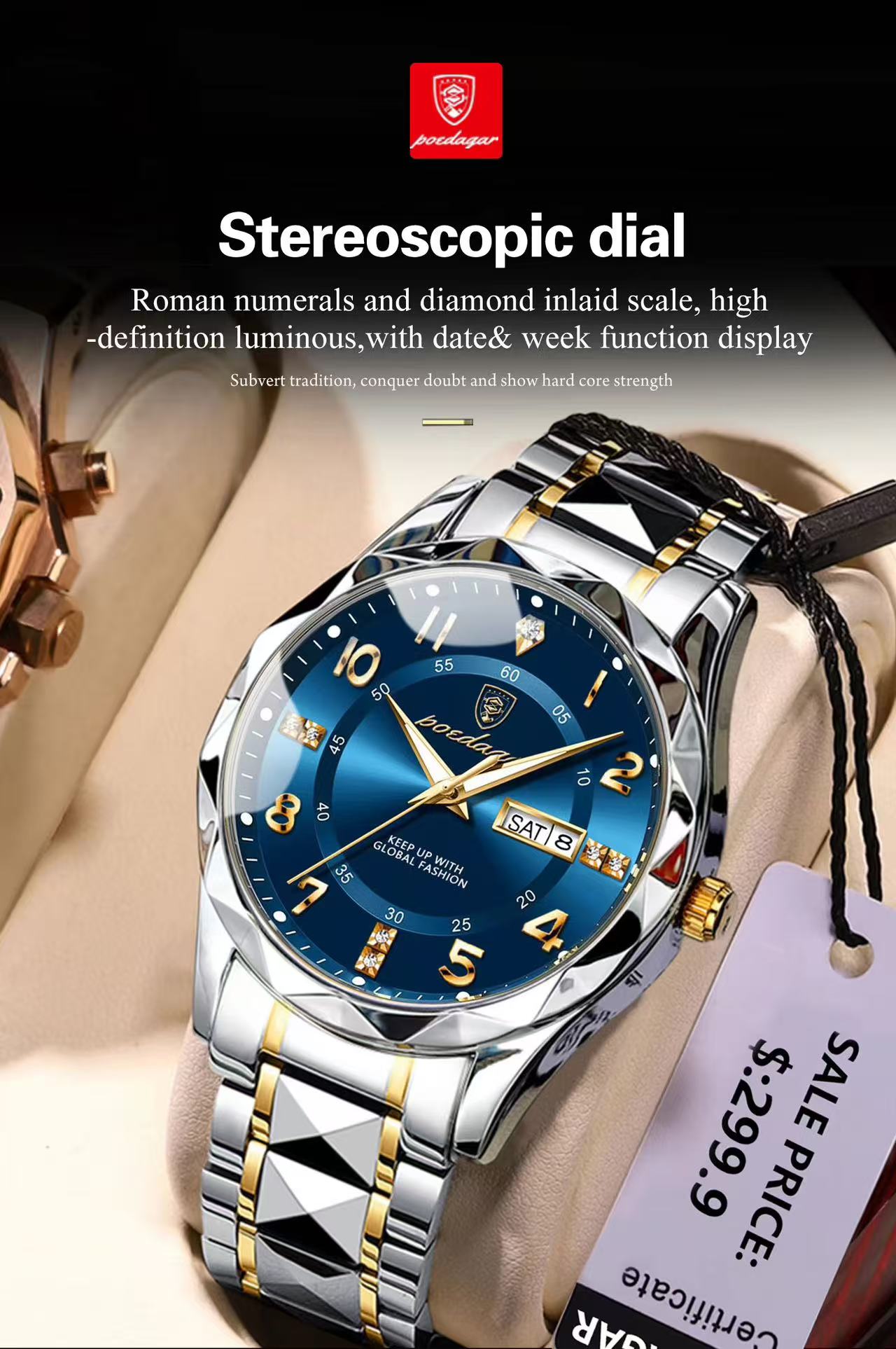 Swiss Brand POEDAGAR 858 New Style Men's Watch Luxury Waterproof Luminous Quartz Wristwatch Live Broadcast Bestseller