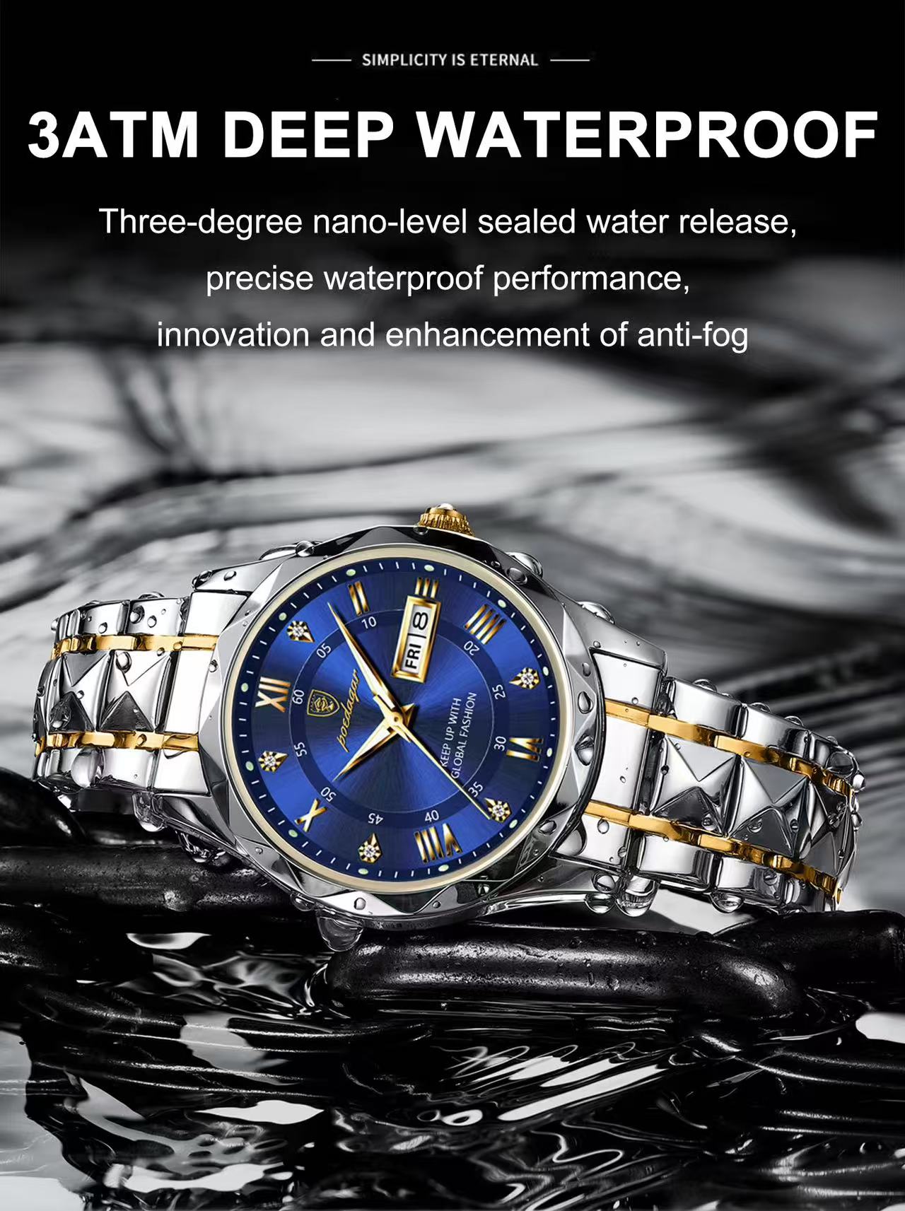 POEDAGAR 615 Luxury Men's Watch Business Top Brand Men's Watch Waterproof Luminous Date Week Quartz Men's Watch