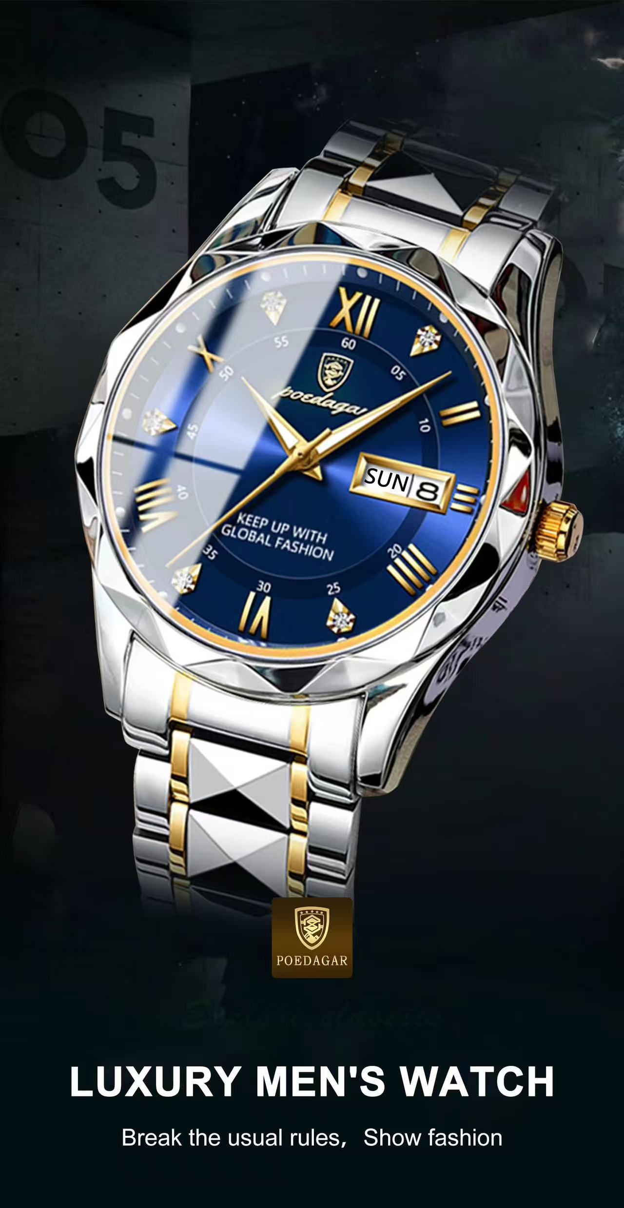 POEDAGAR 615 Luxury Men's Watch Business Top Brand Men's Watch Waterproof Luminous Date Week Quartz Men's Watch