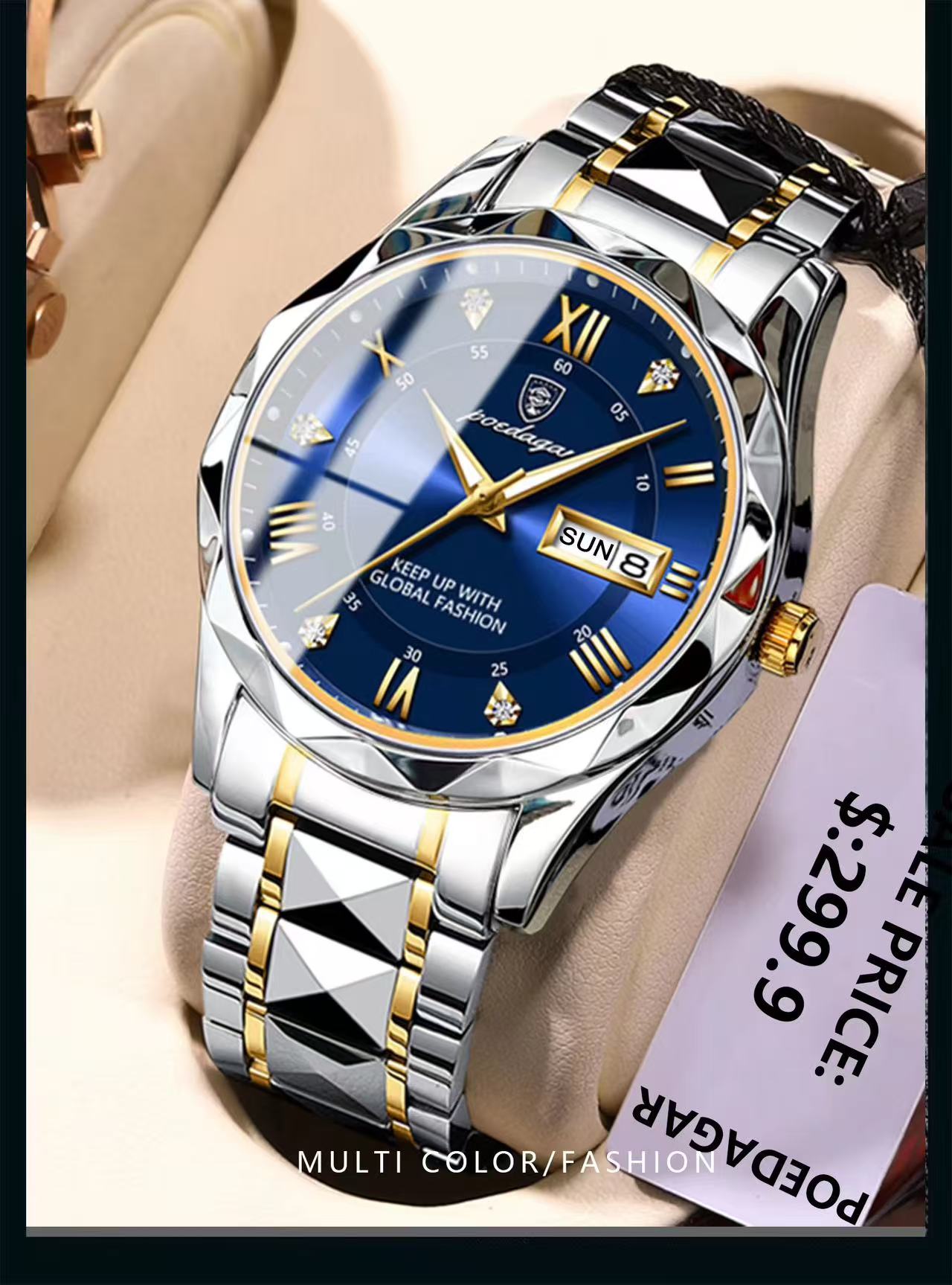 POEDAGAR 615 Luxury Men's Watch Business Top Brand Men's Watch Waterproof Luminous Date Week Quartz Men's Watch