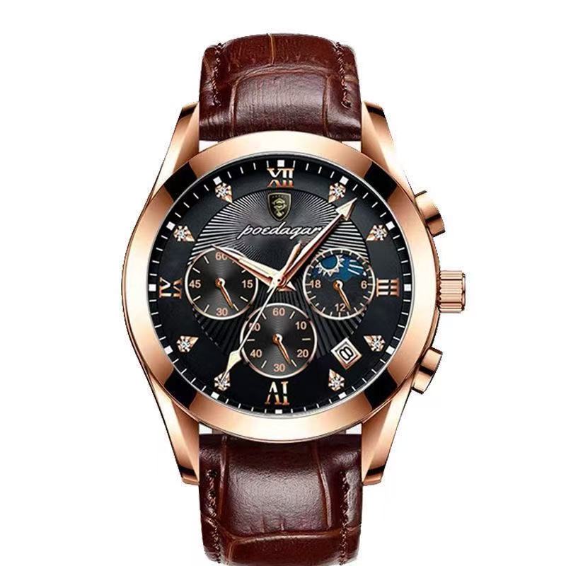 POEDAGAR 820 Watch Casual Chronograph Watch Men's Watch Stainless Steel Strap Business Watch Quartz Watch With Luminous Hands